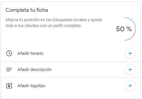 Completar ficha de google