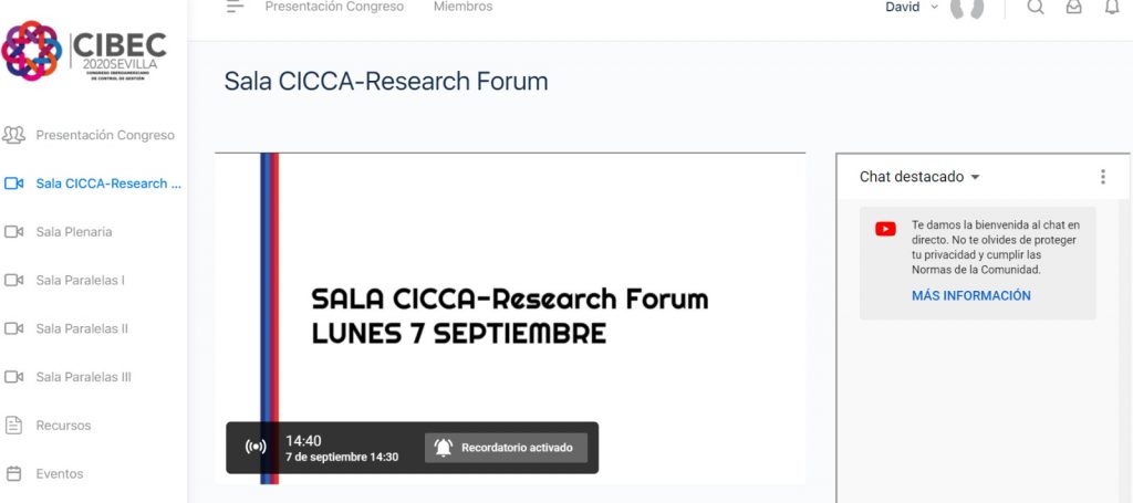 Pantalla de inicio del congreso CIBEC